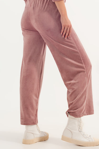 Joggers rosa con cordón ajustable de pana