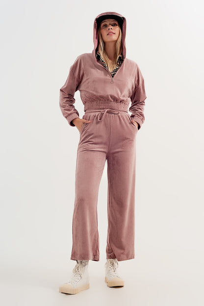 Joggers rosa con cordón ajustable de pana