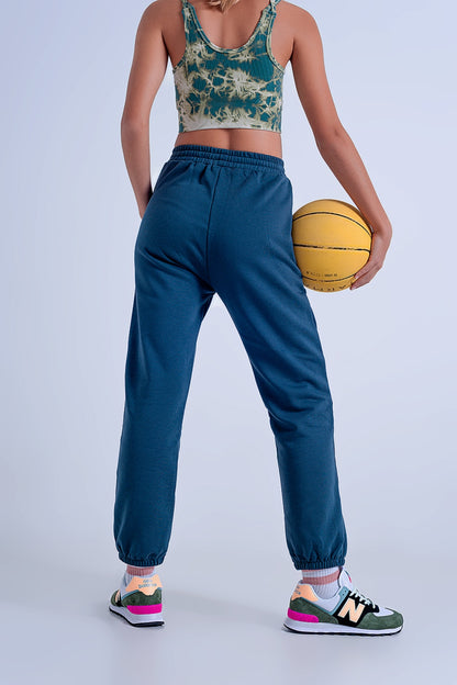Joggers Verde oscuro básicos con cordón de algodón