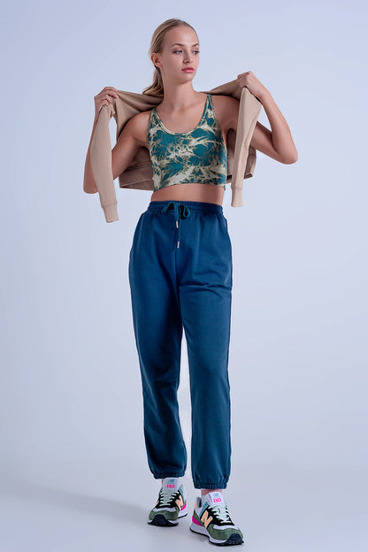 Joggers Verde oscuro básicos con cordón de algodón