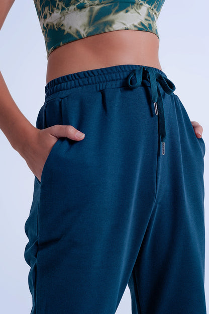 Joggers Verde oscuro básicos con cordón de algodón