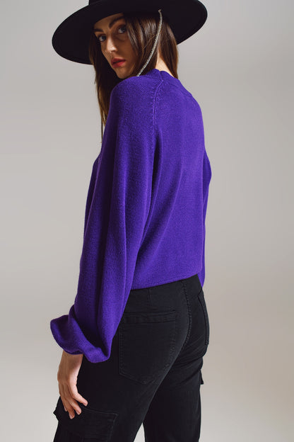 jumper morado de estilo relajado con mangas globo