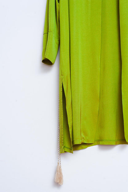 Kimono verde de satén