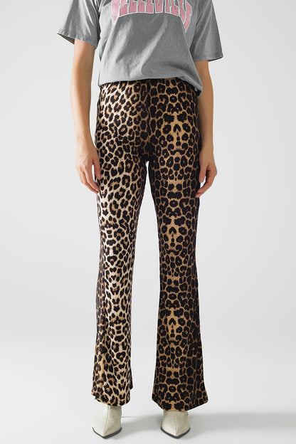 Leggings acampanados de Spandex con estampado de leopardo