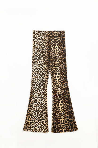 Leggings acampanados de Spandex con estampado de leopardo