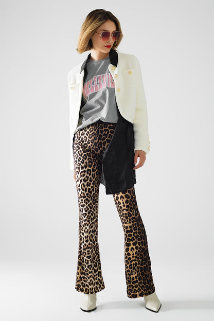 Leggings acampanados de Spandex con estampado de leopardo