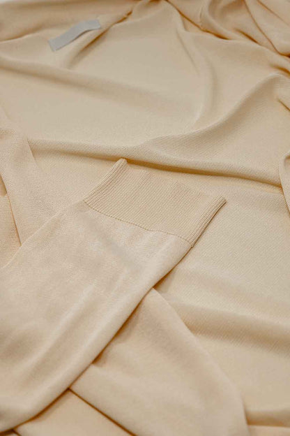 Maxi Cárdigan Beige Abierto Manga Larga