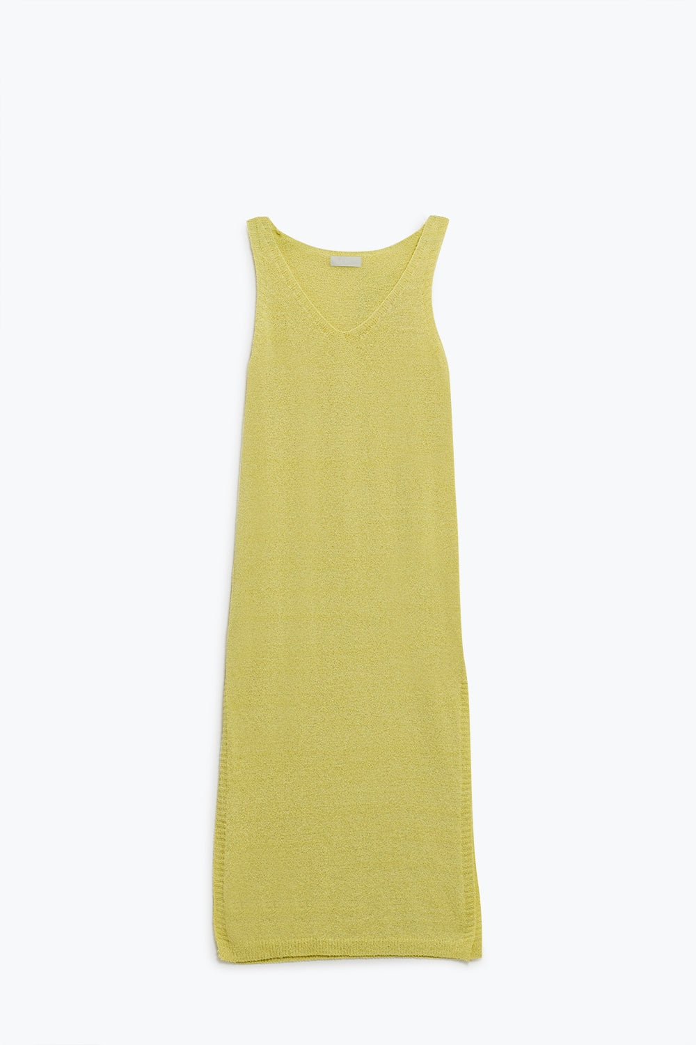 Q2 Maxi Vestido amarillo Sin Mangas Con Abertura Lateral