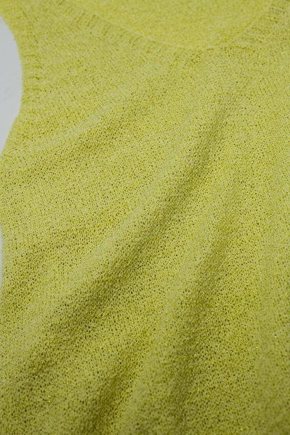 Maxi Vestido amarillo Sin Mangas Con Abertura Lateral
