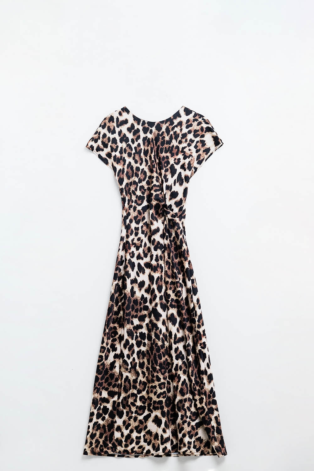 Maxi vestido con estampado de leopardo y detalle de nudo en la cintura