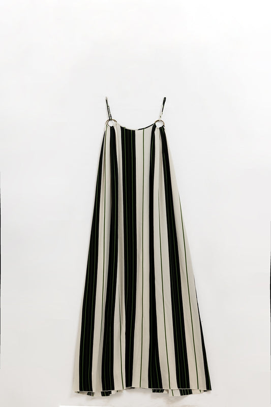 Q2 Maxi vestido de tejido ligero con estampado de rayas