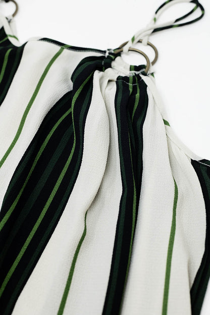 Maxi vestido de tejido ligero con estampado de rayas