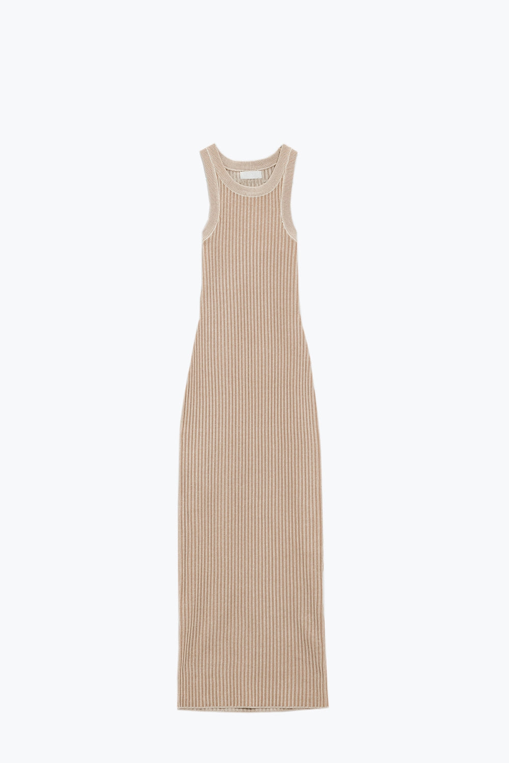 Q2 Maxi Vestido sin Mangas Halter Bodycon Ribbed en beige
