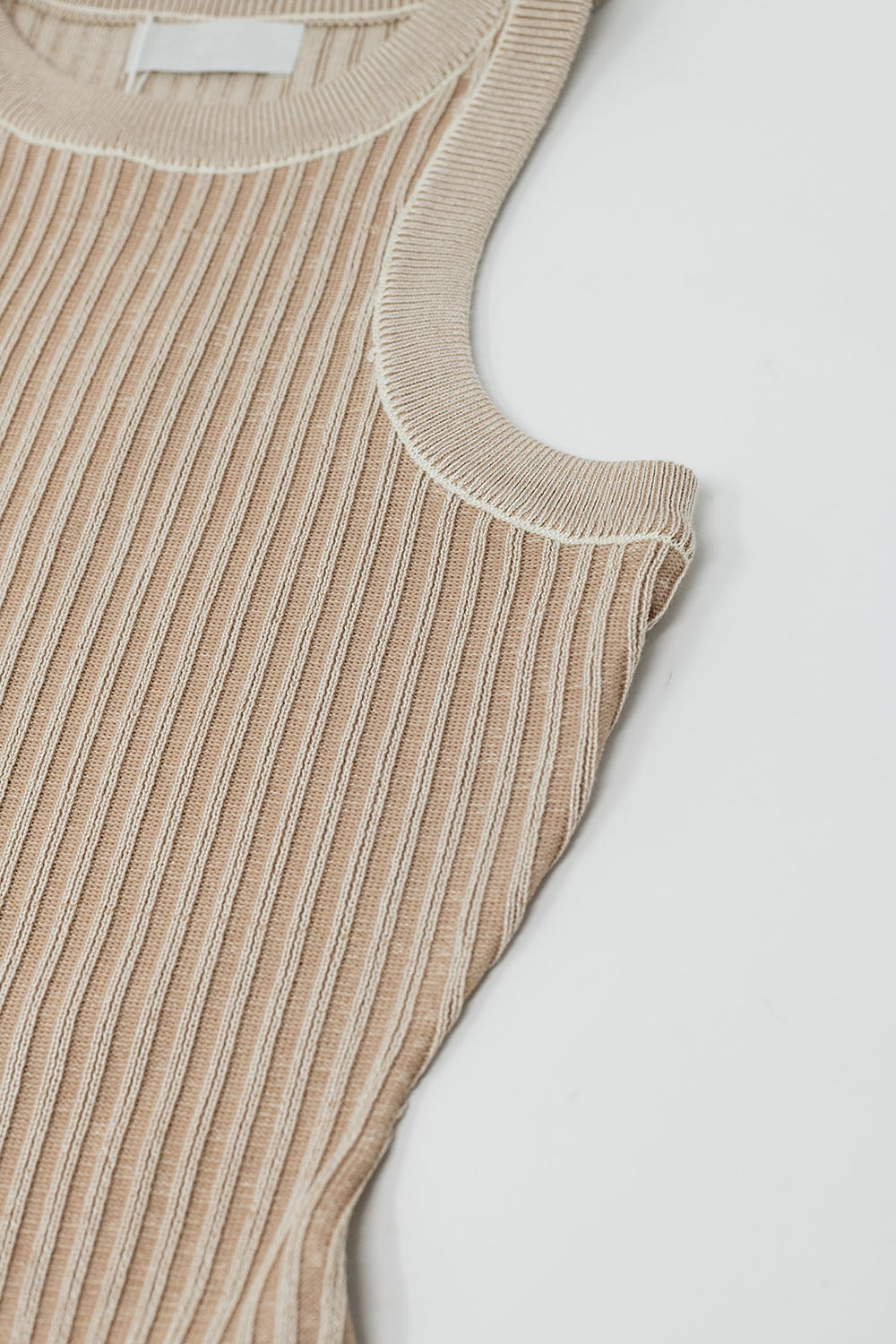 Maxi Vestido sin Mangas Halter Bodycon Ribbed en beige