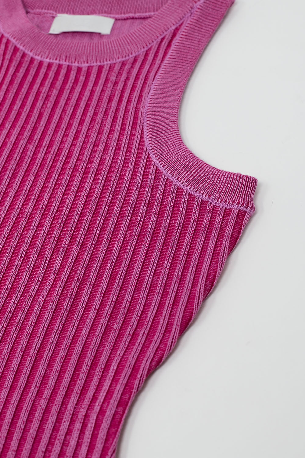 Maxi Vestido sin Mangas Halter Bodycon Ribbed en fucsia