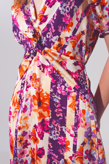 Maxivestido anudado con estampado de flores en multicolor