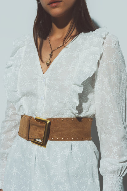 Mini Vestido Floral Texturizado Blanco