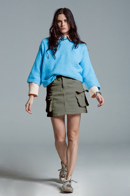Minifalda cargo en color caqui
