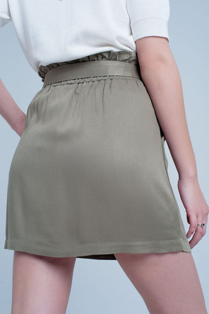 Minifalda con lazo en color khaki