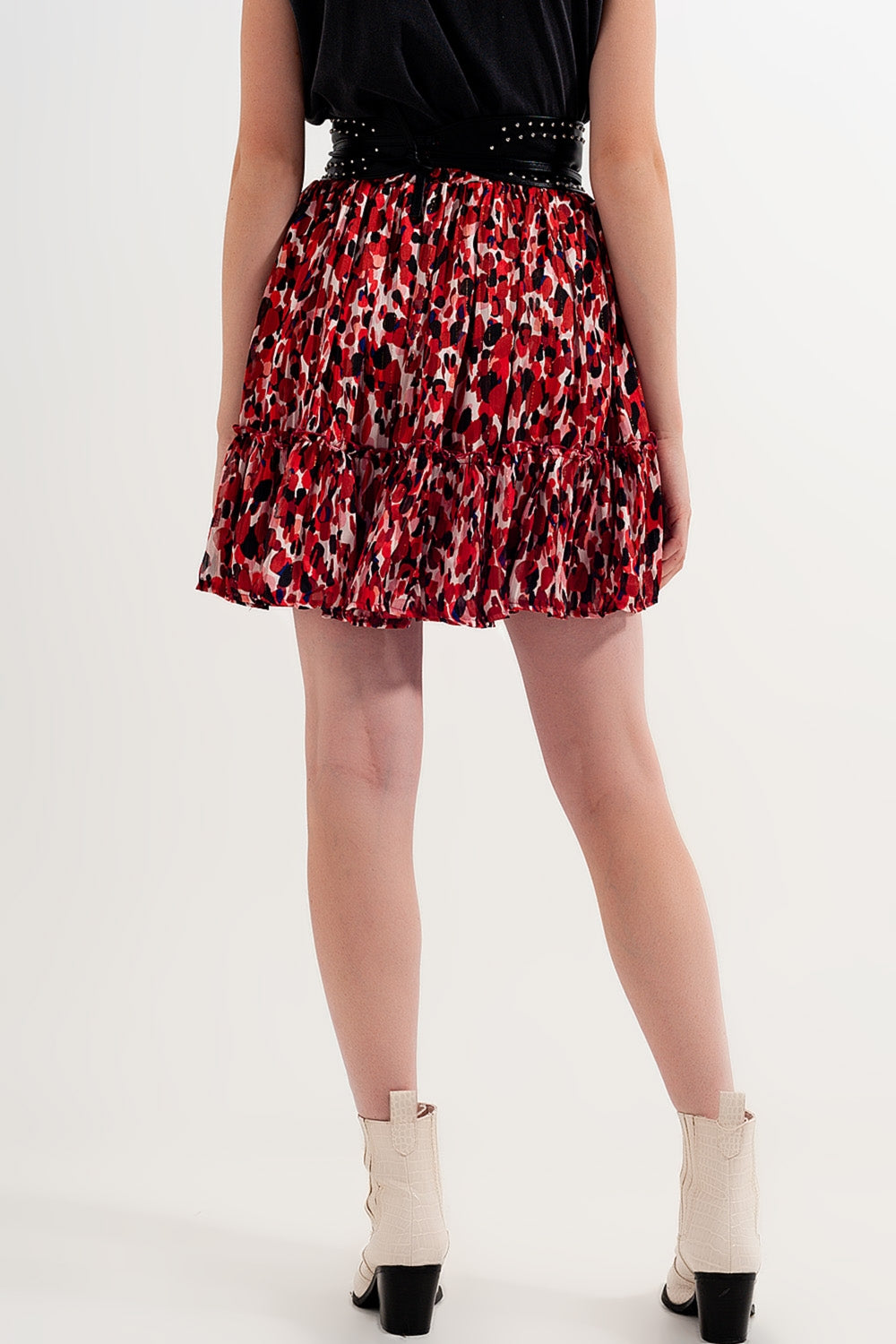 Minifalda con volantes y estampado animal