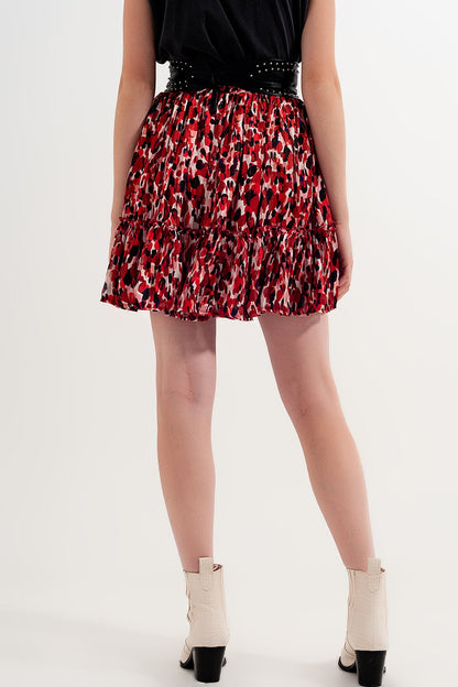 Minifalda con volantes y estampado animal