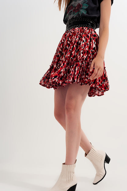 Minifalda con volantes y estampado animal