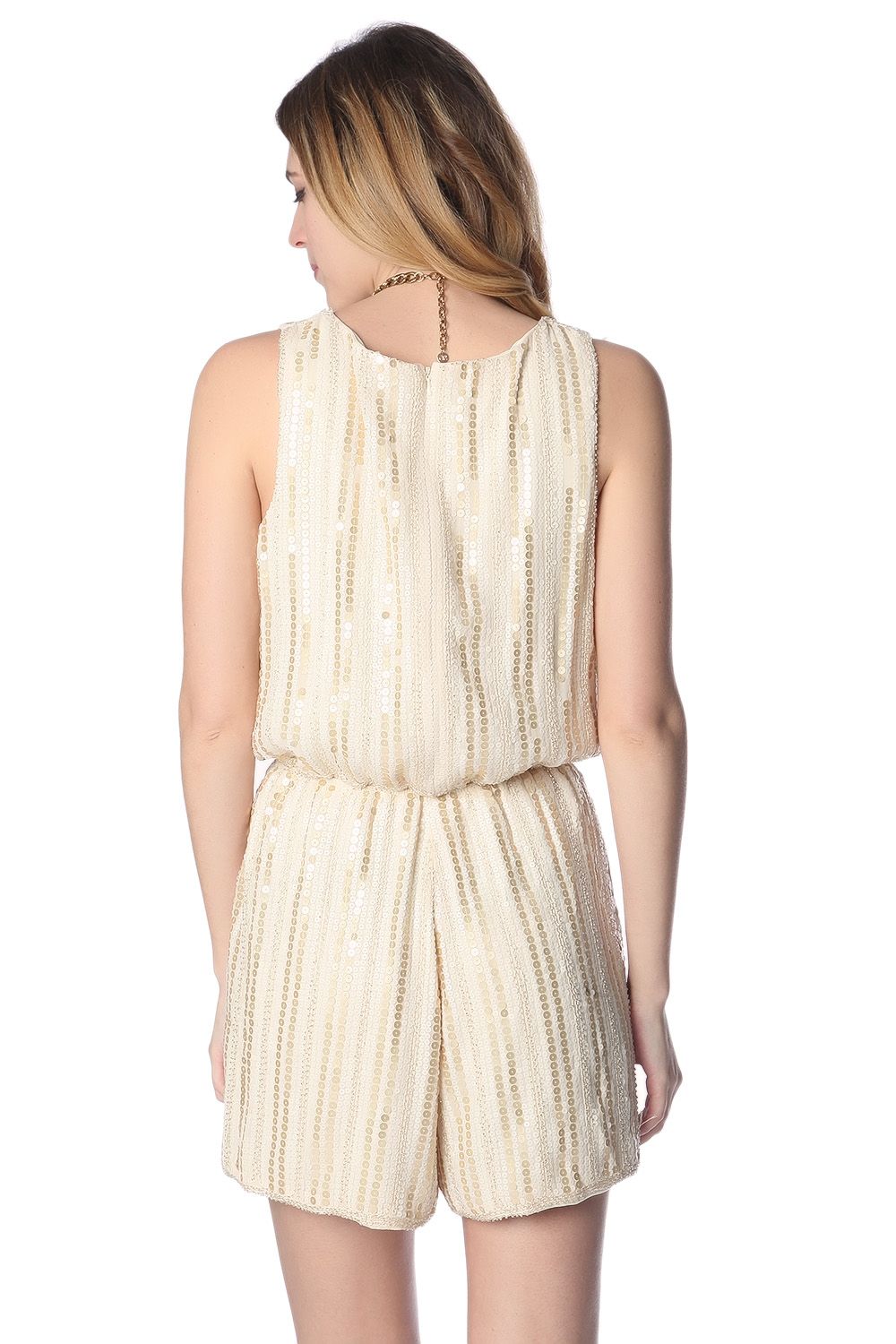 Mono corto beige con lentejuelas