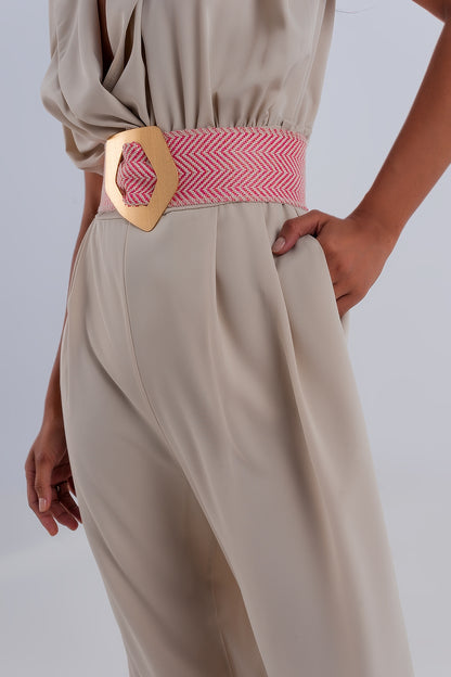 Mono largo beige de pernera ancha