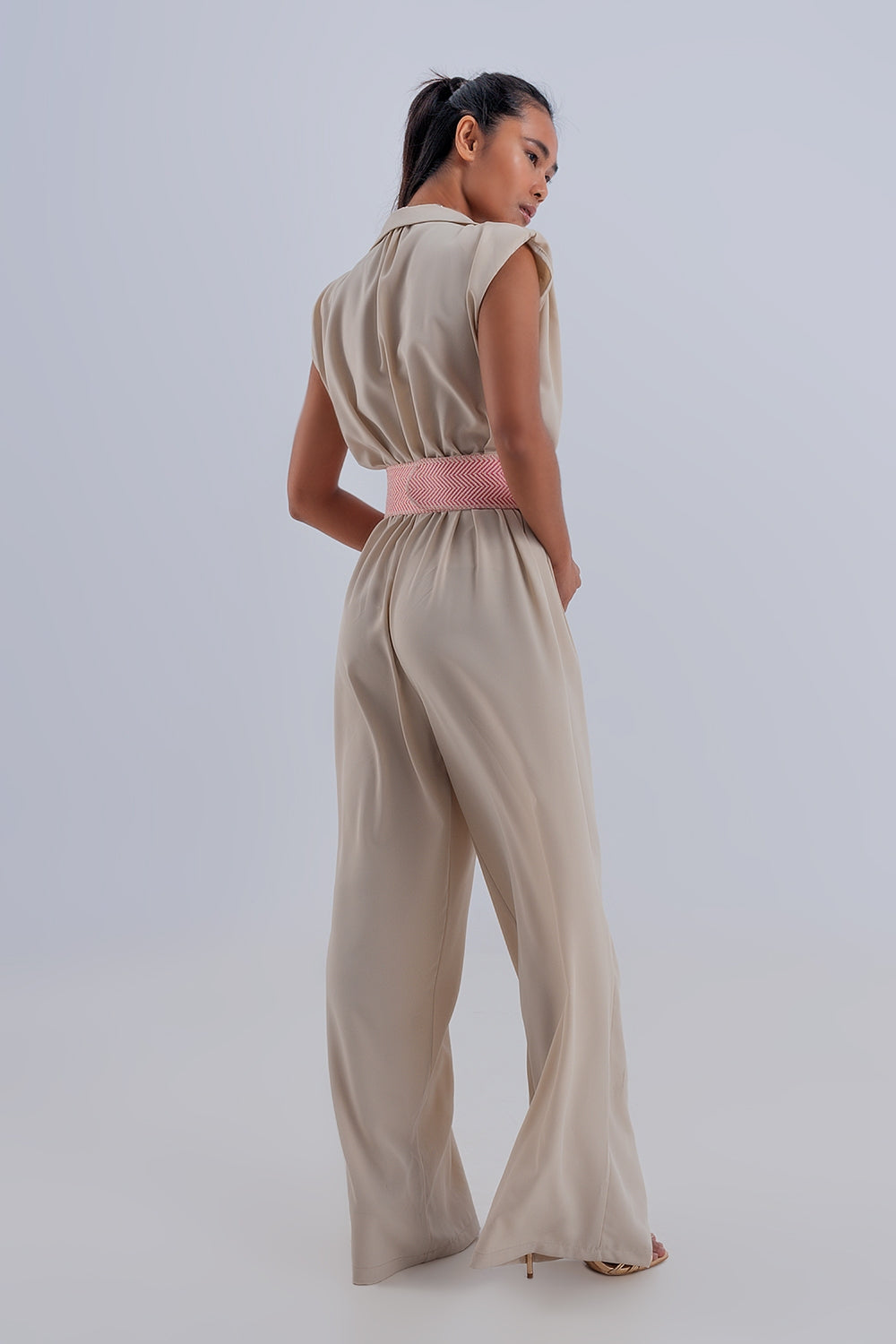 Mono largo beige de pernera ancha