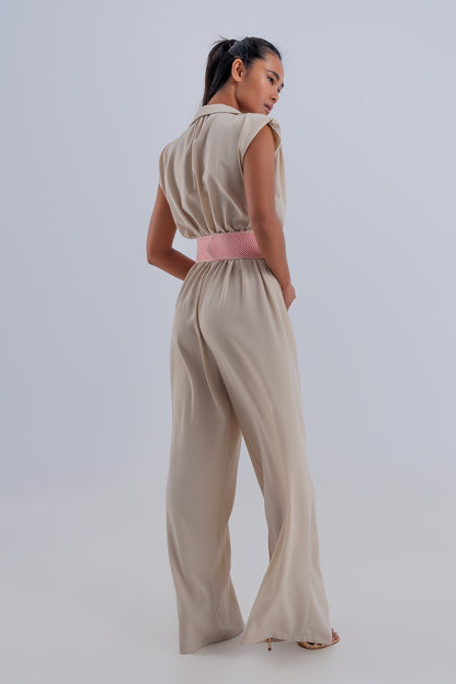 Mono largo beige de pernera ancha
