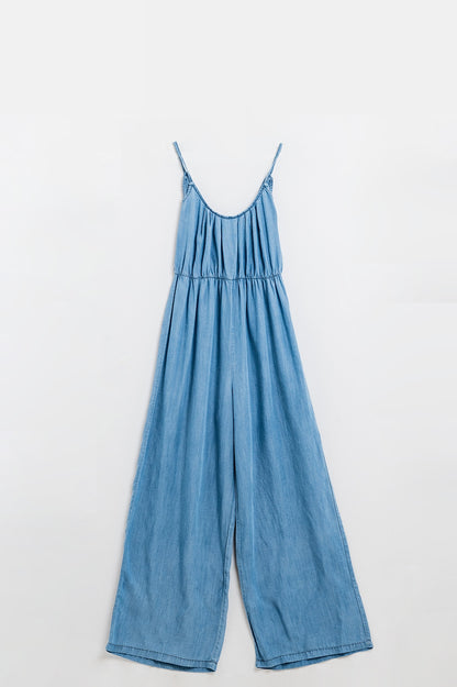 Mono vaquero de Tencel sin mangas con cintura elástica