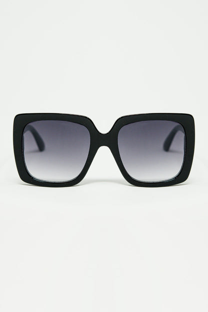 Q2 negro Gafas de sol cuadradas oversize con detalle metálico dorado