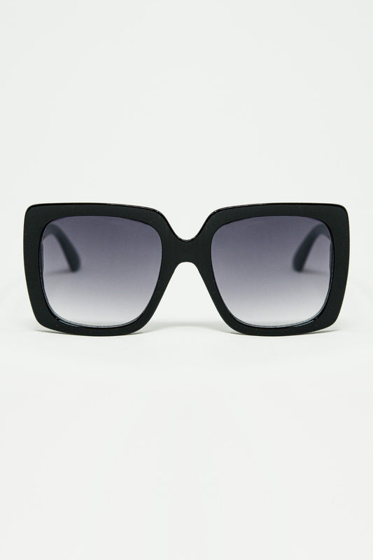 Q2 negro Gafas de sol cuadradas oversize con detalle metálico dorado