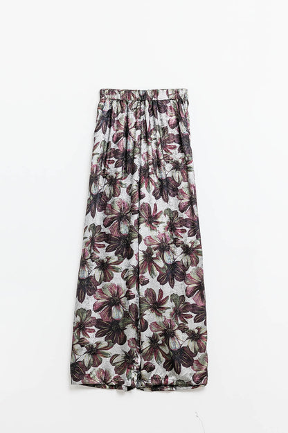 pantalón ancho con estampado floral