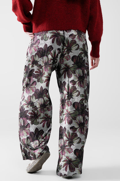 pantalón ancho con estampado floral