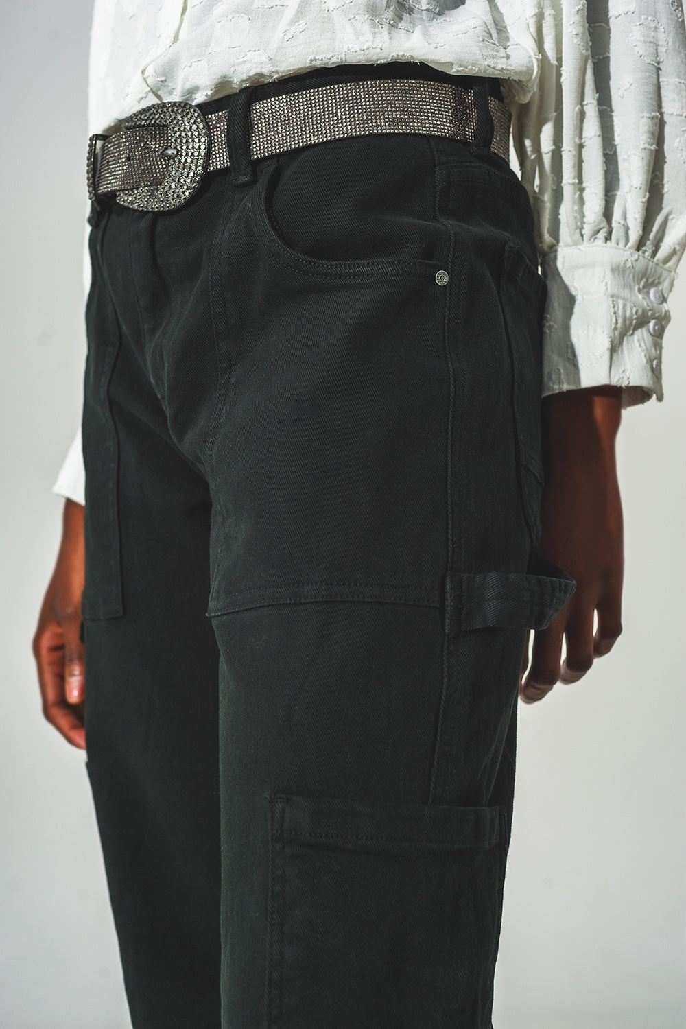 Pantalón Cargo Recto en Negro