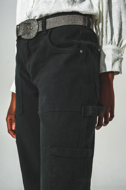 Pantalón Cargo Recto en Negro