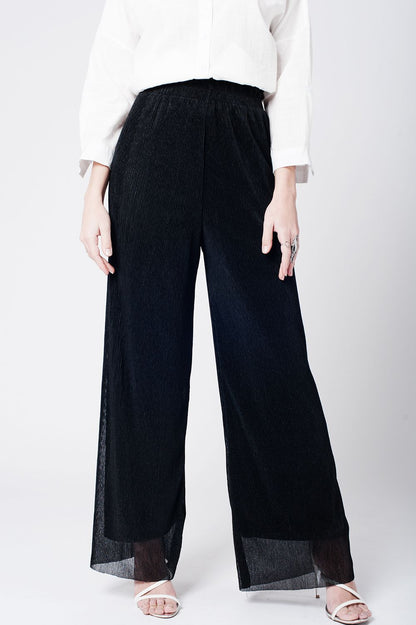 Q2 Pantalon de bambula negro con pernera ancha