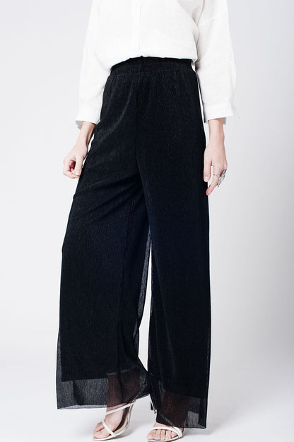 Pantalon de bambula negro con pernera ancha