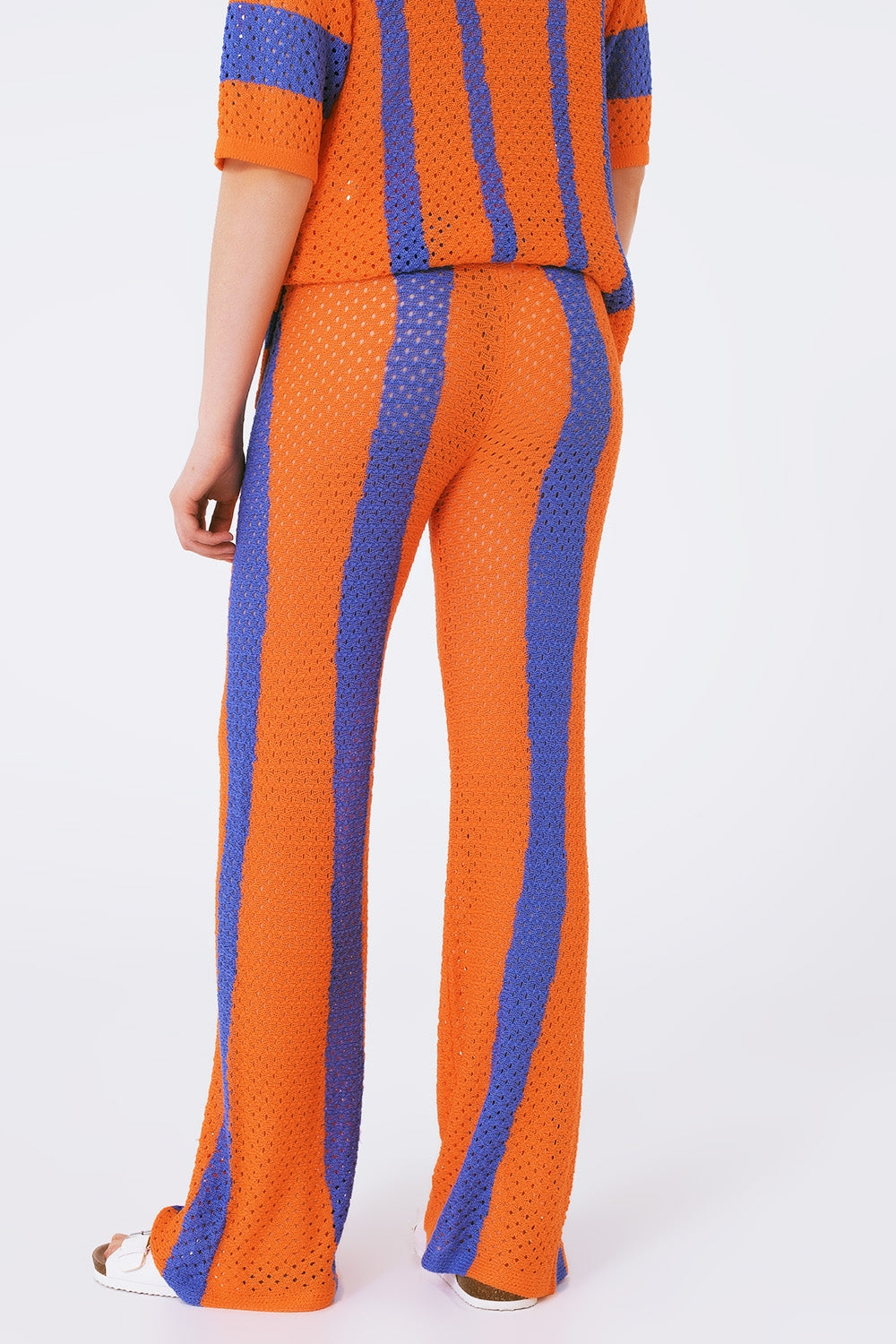 pantalon de crochet a rayas naranja