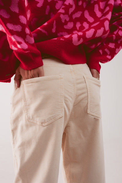 Pantalon de pana con pinzas ancho en crudo