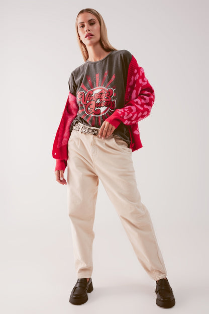Pantalon de pana con pinzas ancho en crudo