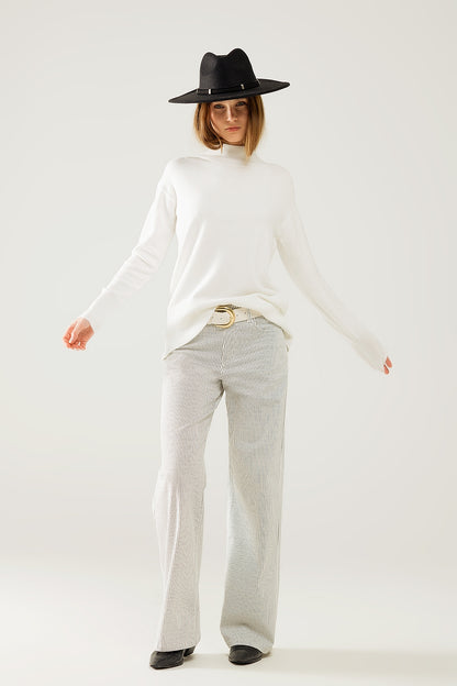 Pantalón de rayas con pernera recta en tejido elástico