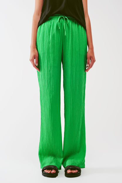 Q2 Pantalón de rayas holgado en verde