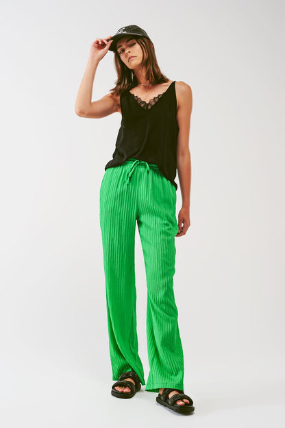 Pantalón de rayas holgado en verde