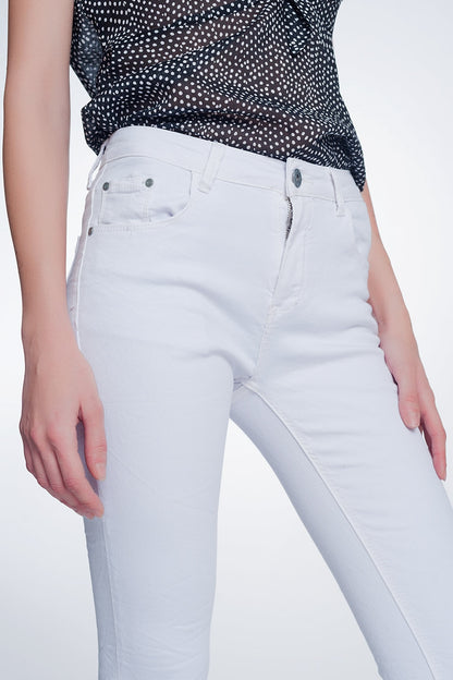 Pantalon de talle alto color blanco