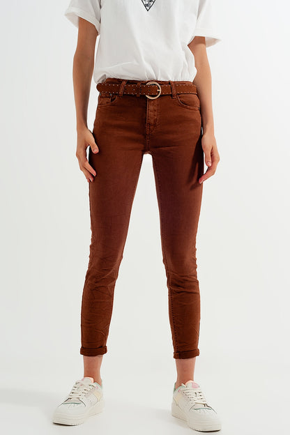 Pantalon de talle alto color camel