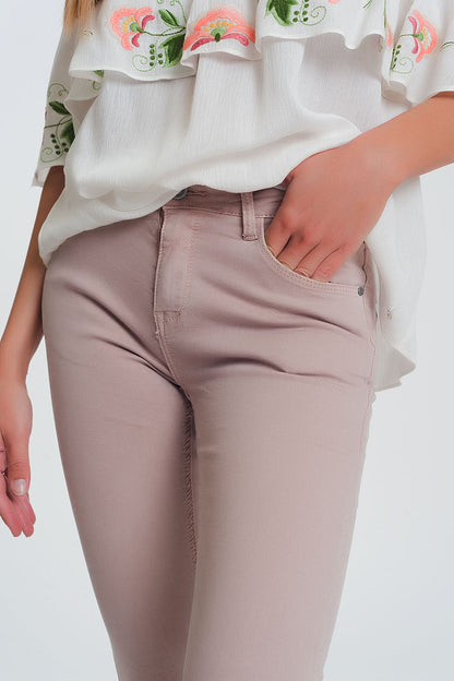 Pantalon de talle alto super ajustado en color rosa