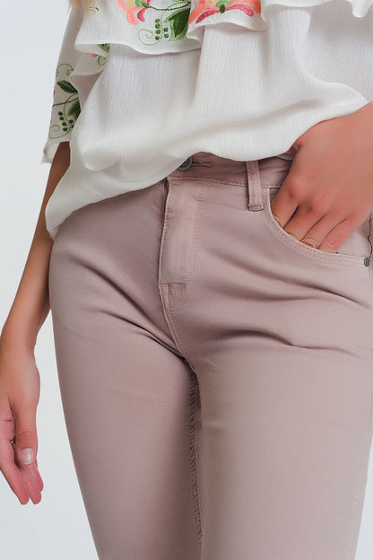 Pantalon de talle alto super ajustado en color rosa