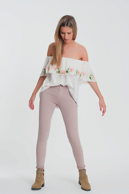 Pantalon de talle alto super ajustado en color rosa